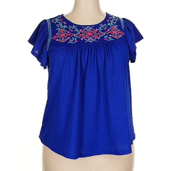 Perch By Blu Pepper Top SZ 1X Plus Embroidered Romantic Lightweight Floral Boho - Picture 8 of 8